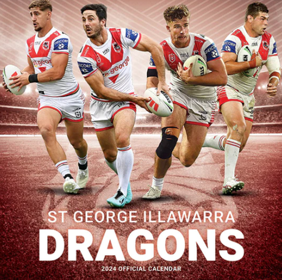2024 NRL St George Illawarra Dragons Calendar cover