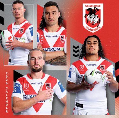 2026 NRL St George Illawarra Dragons Calendar cover