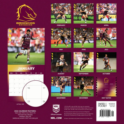 2026 NRL Brisbane Broncos Calendar - isubscribe.com.au