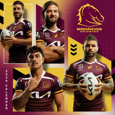 2026 NRL Brisbane Broncos Calendar cover