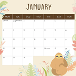 2024 Sloths Calendar alternate 2