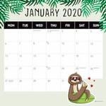Sloths 2020 Calendar alternate 1