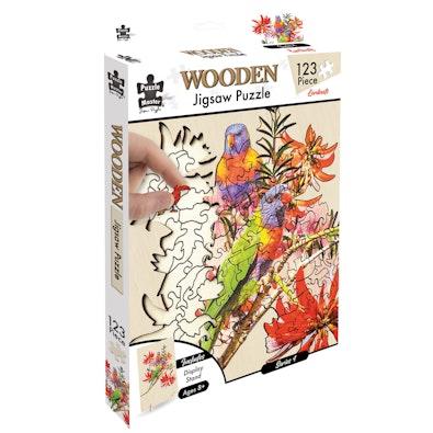 Shaped Wooden Jigsaw Puzzle, Lorikeets cover