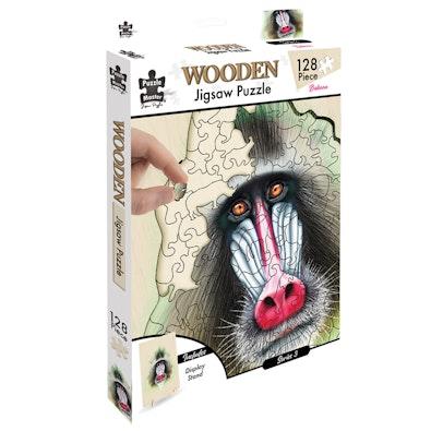 128 Piece Wooden Jigsaw Puzzle, Baboon cover