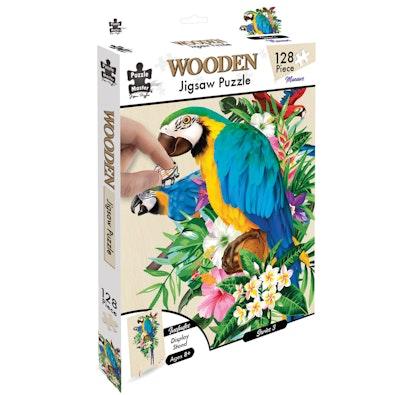128 Piece Wooden Jigsaw Puzzle, Macaw cover