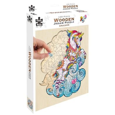 129 Piece Wooden Jigsaw Puzzle, Unicorn cover