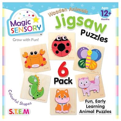 Wooden Animals Jigsaw Puzzle 6 Pack cover