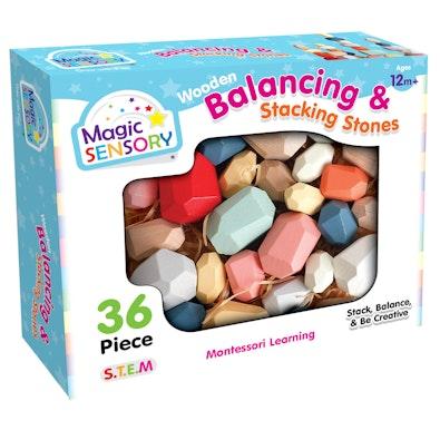 36 Piece Wooden Balancing & Stacking Stones - isubscribe