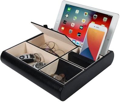 Leather Valet Tray - Black cover