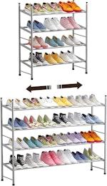 Adjustable 4-Tier Metal Shoe Rack - Grey thumbnail