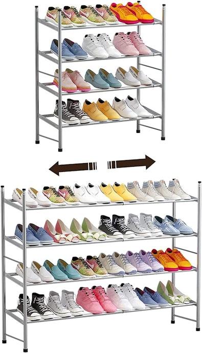 Adjustable 4-Tier Metal Shoe Rack - Grey cover