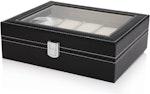 Black PU Leather 10-Slot Watch Organizer Box alternate 2