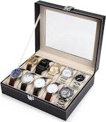 Black PU Leather 10-Slot Watch Organizer Box alternate 5