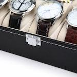 Black PU Leather 10-Slot Watch Organizer Box alternate 7