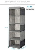 5-Shelf Hanging Closet Organizer with Side Pockets alternate 1