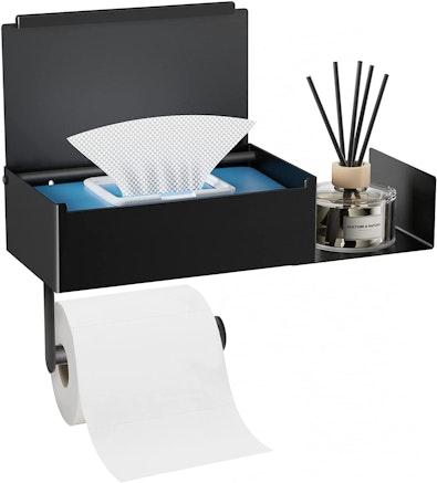 Wall-Mounted Toilet Paper Holder with Wipe Storage cover