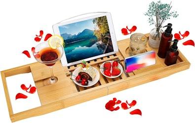 Bamboo Bath Tray with Extendable Sides cover