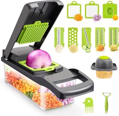 Grey Vegetable Chopper with Container cover