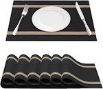 Set of 6 Washable PVC Dining Placemats - Black thumbnail