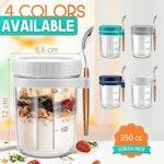 Glass Overnight Oats Jars Set of 4 with Spoons alternate 1