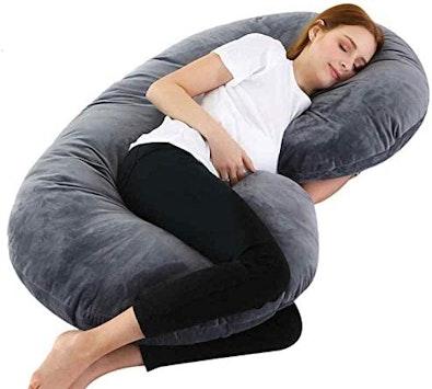 C-Shaped Pregnancy Pillow - Black cover