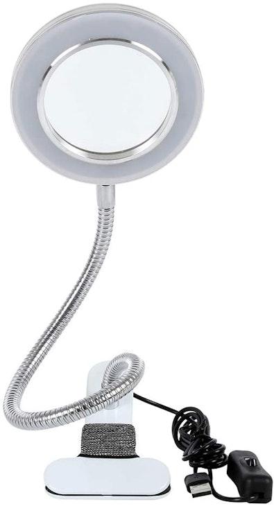 LED 8X Magnifying Lamp with Clamp & USB Plug cover