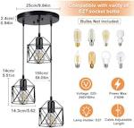 Vintage 3-Light Pendant Light - E27 Base alternate 3