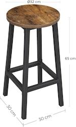Set of 2 Rustic Bar Stools - 65cm, Brown & Black alternate 1