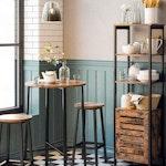 Set of 2 Rustic Bar Stools - 65cm, Brown & Black alternate 3