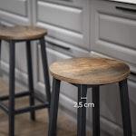 Set of 2 Rustic Bar Stools - 65cm, Brown & Black alternate 4