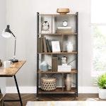4-Tier Rustic Brown Industrial Bookshelf alternate 1