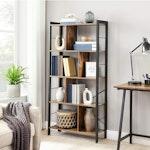 4-Tier Rustic Brown Industrial Bookshelf alternate 2