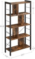 4-Tier Rustic Brown Industrial Bookshelf alternate 5