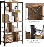 4-Tier Rustic Brown Industrial Bookshelf alternate 8