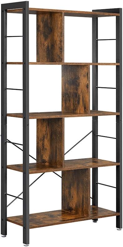 4-Tier Rustic Brown Industrial Bookshelf cover