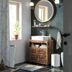 Rustic Brown Bathroom Vanity with Adjustable Shelf alternate 1