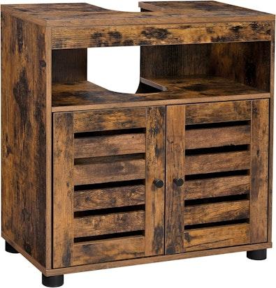 Rustic Brown Bathroom Vanity with Adjustable Shelf cover