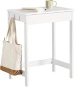 Compact White Desk with Drawer & Hooks thumbnail