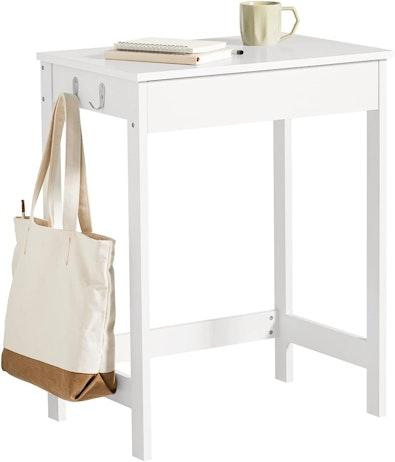 Compact White Desk with Drawer & Hooks cover