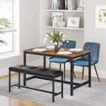 Black PU Leather Ottoman Bench with Steel Frame alternate 2