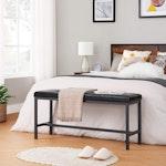 Black PU Leather Ottoman Bench with Steel Frame alternate 5