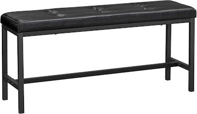 Black PU Leather Ottoman Bench with Steel Frame cover