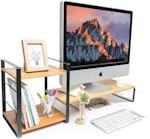 Bamboo 2-Tier Monitor & Laptop Stand with Storage alternate 2