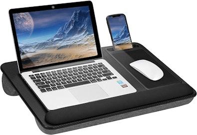 Portable Laptop Desk, Device Slot & Mouse Pad 43cm cover