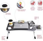 CARLA HOME Foldable Laptop Bed Desk with Storage alternate 3