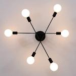 6-Light Mid-Century Modern Lamp, Black alternate 5