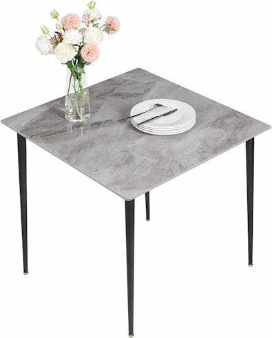 Grey Marble Square Dining Table 80cm cover