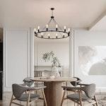 12-Light Rustic Wagon Wheel Chandelier, Black alternate 2