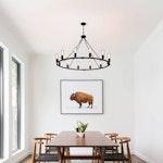 12-Light Rustic Wagon Wheel Chandelier, Black alternate 8