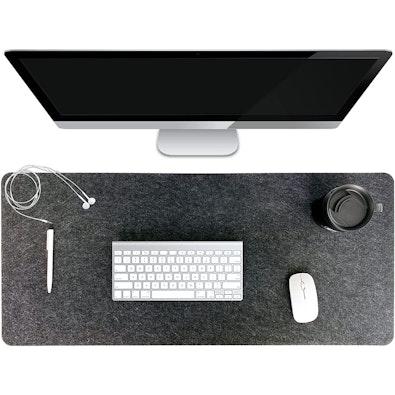 Large Grey Felt Desk Mat for Keyboard cover